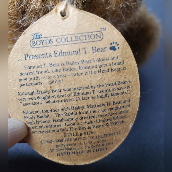 Edmund T Bear Plush Brown Teddy Bear Toy Vintage Moveable Joints - Picture 4 of 6